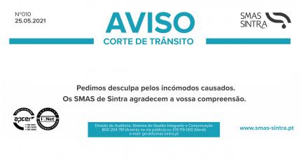 Aviso SMAS - Corte de Trânsito na Rua da Bica 