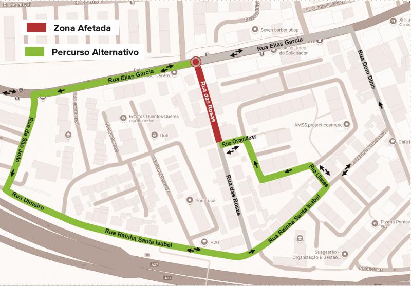 Aviso SMAS - Corte de trânsito - Rua das Rosas, Cacém Aviso SMAS - Corte de trânsito - Rua das Rosas, Cacém