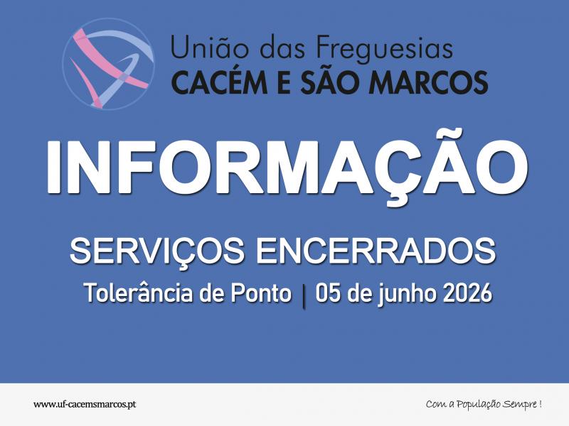 Informação - Tolerância de ponto | dia 5 de junho Informação - Tolerância de ponto | dia 5 de junho