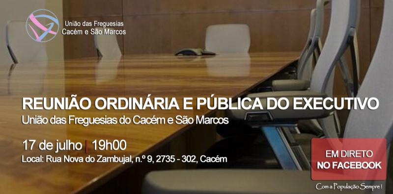 Reunião Ordinária e Pública do Executivo - transmissão em direto via Facebook Reunião Ordinária e Pública do Executivo - transmissão em direto via Facebook
