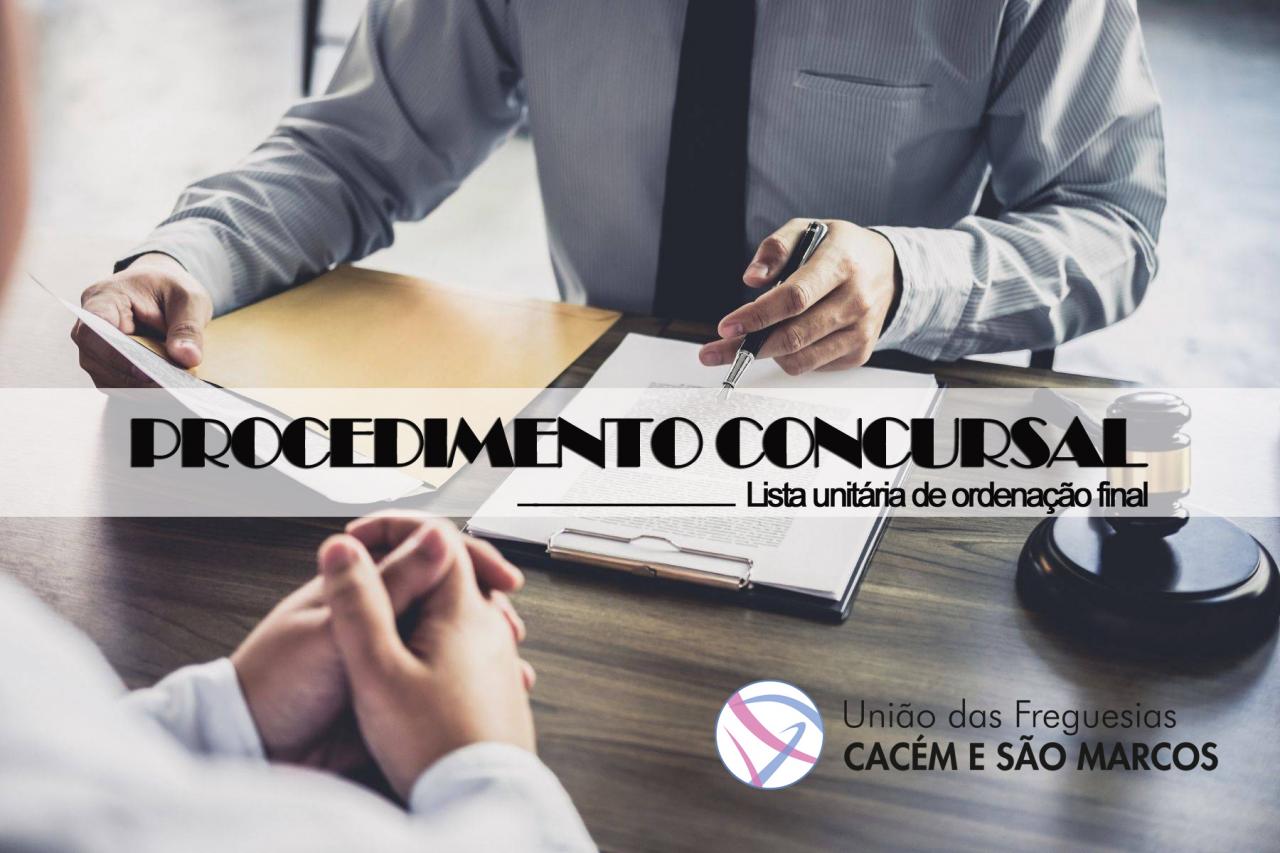 Lista de Ordenação Final - Procedimento Concursal para recrutamento de 1 Assistente Operacional Lista de Ordenação Final - Procedimento Concursal para recrutamento de 1 Assistente Operacional